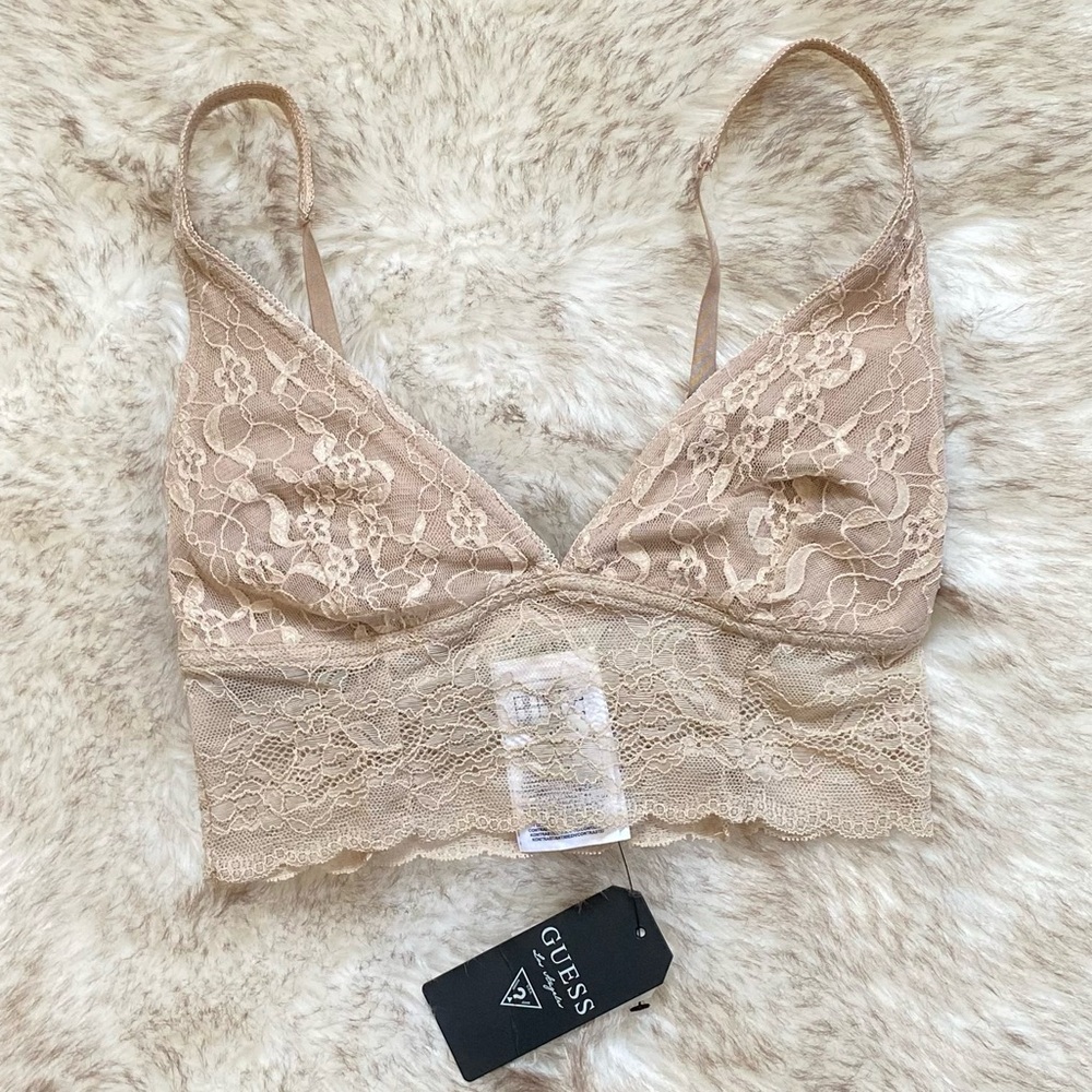 Y2K Guess Nude Beige Lace Bralette NWT XS